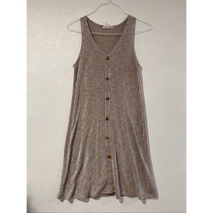 Caution To The Wind Ribbed Button Front Dress Medium – Sleeveless A-Line Casual